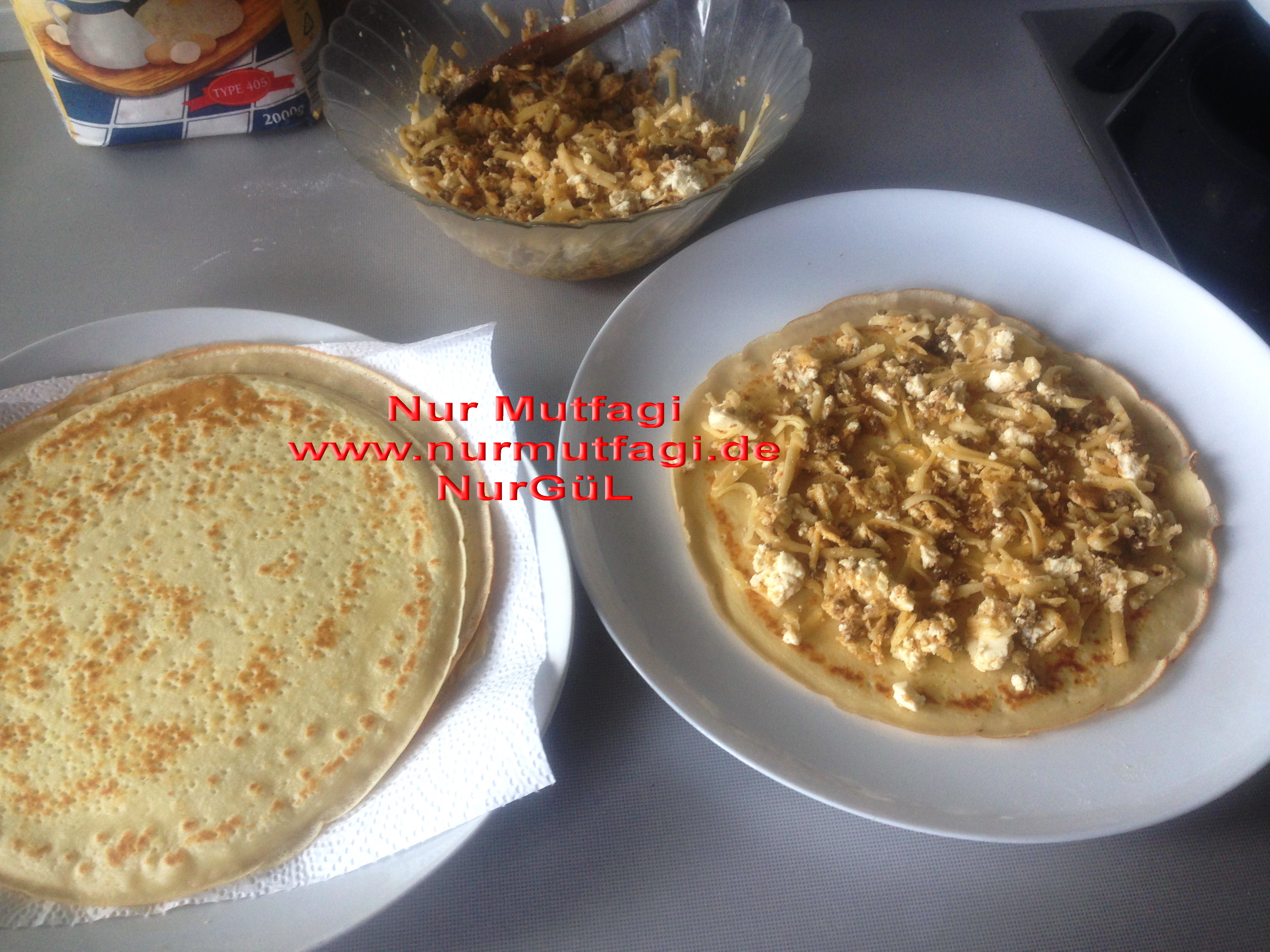 KREP BÖREK kiymali peynirli yumurtali Krepten Börek Nur Mutfağı