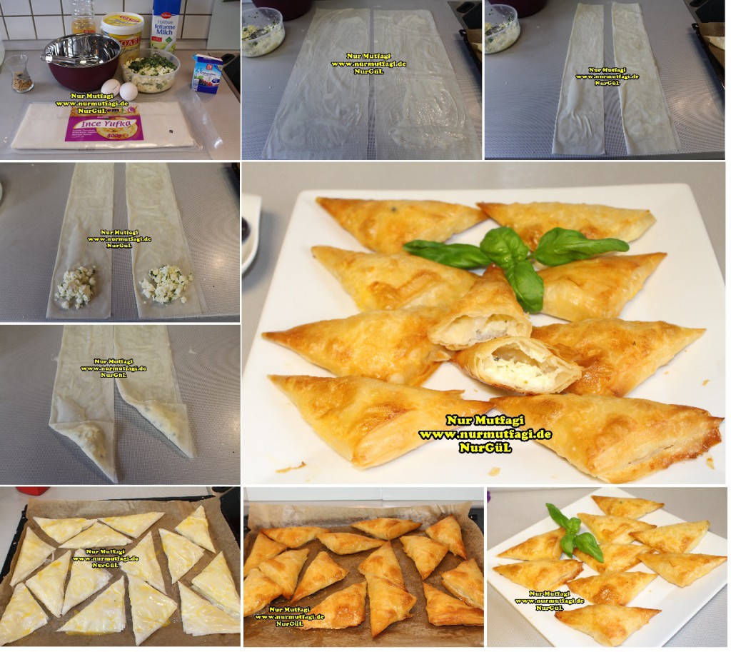 Muska böregi tarifi Yufkadan citir peynirli ücgen muska börek Nur