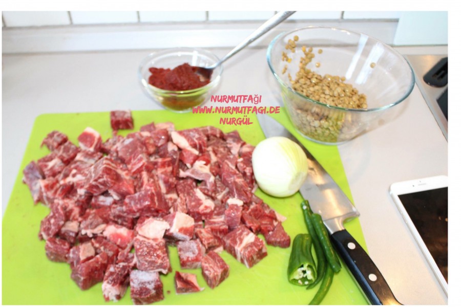 etli yesil mercimek yemegi tarifi