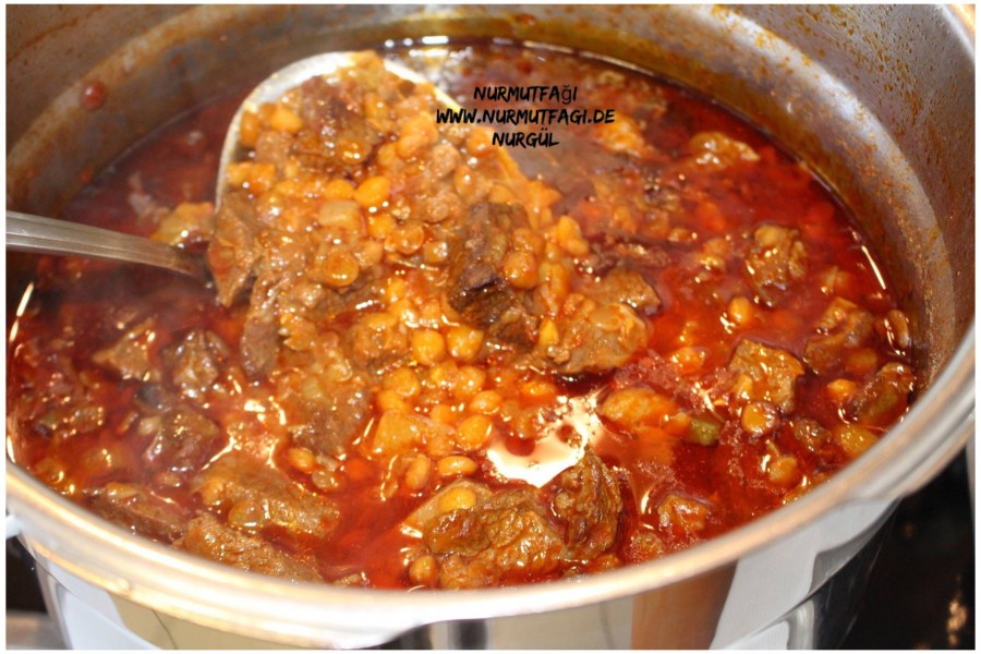 etli yesil mercimek yemegi tarifi