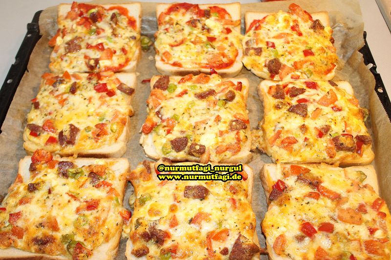 kahvaltilik ekmek dilimleri, kolay mini pizza (14) Nur Mutfağı