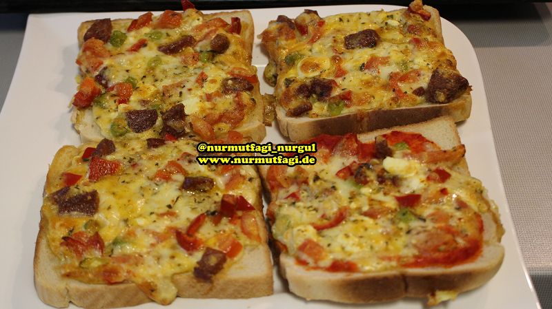 kahvaltilik ekmek dilimleri, kolay mini pizza (17) Nur Mutfağı