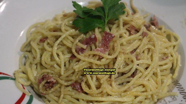 Spaghetti Carbonara nasil yapilir tarifi, italyan makarnasi Nur Mutfağı
